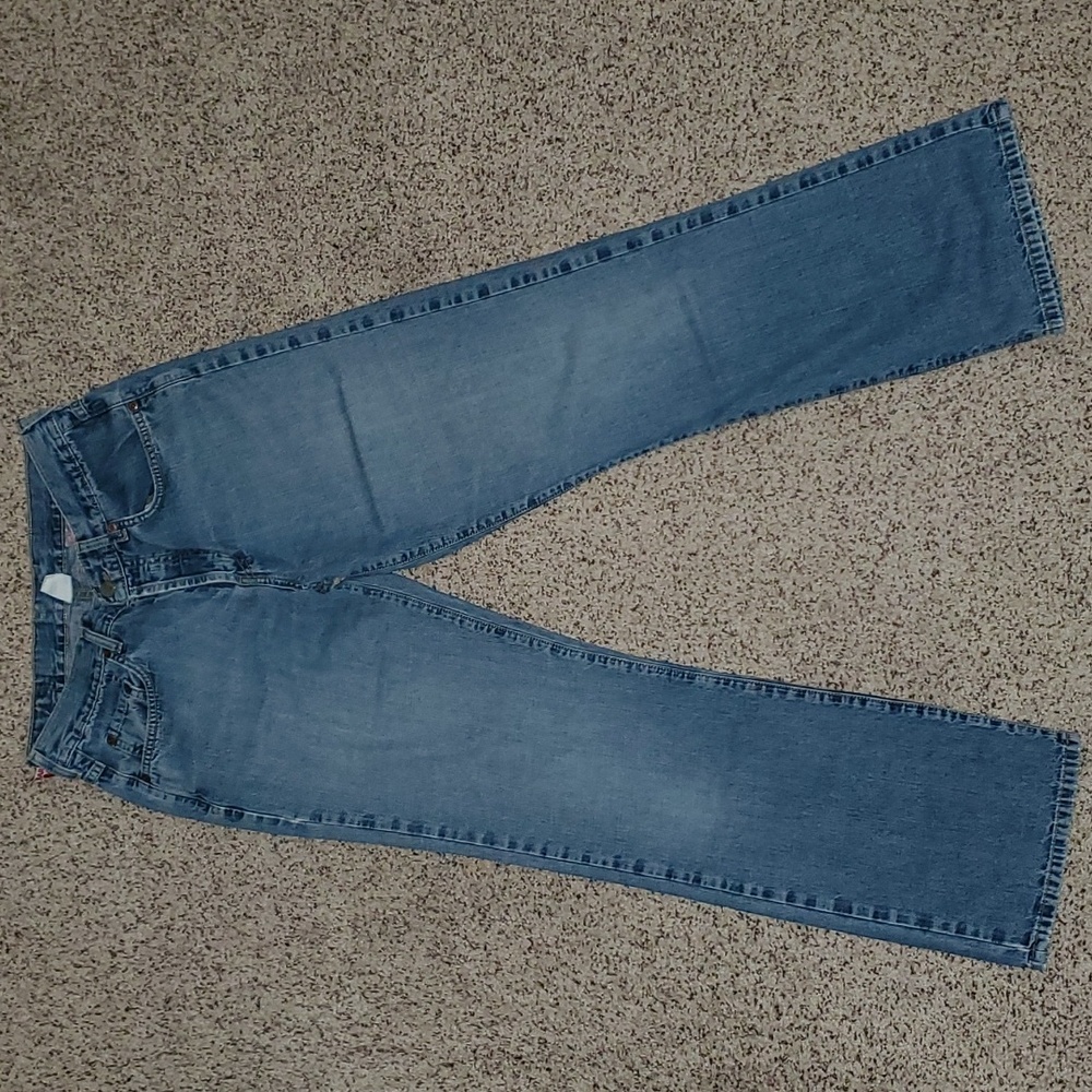 Lucky Brand Dungarees Button Fly Straight Leg Blue Denim Jeans